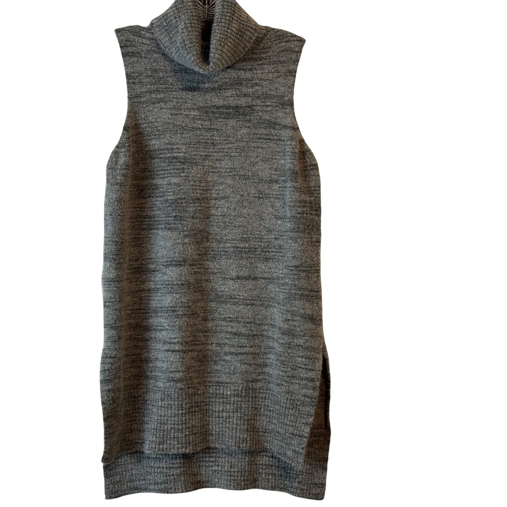 Cynthia Rowley Gray Knit Turtleneck Sleeveless Sweater Tunic Wool‎ Blend Sz S
